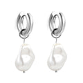 Chunky PEARL Earring / Hoops Silver