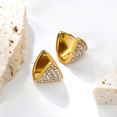 TRIANGLE Earring /Huggies Doubleside Gold