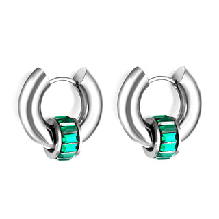 BULVARI Earring / Hoops GREEN-Silver