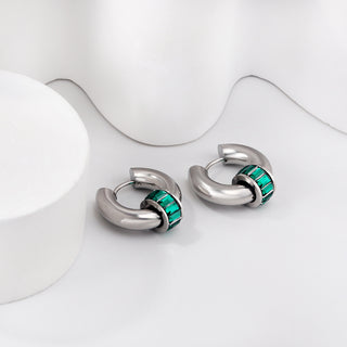 BULVARI Earring / Hoops GREEN-Silver