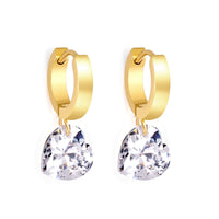 DIAMOND HEART Earring /Huggies